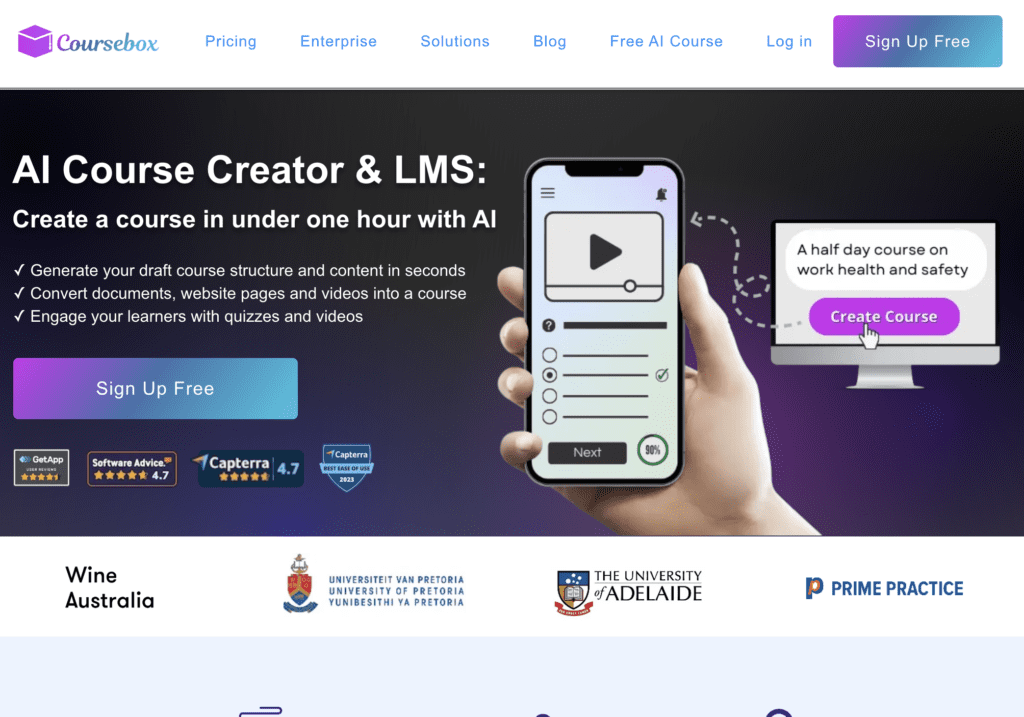 coursebox screenshot