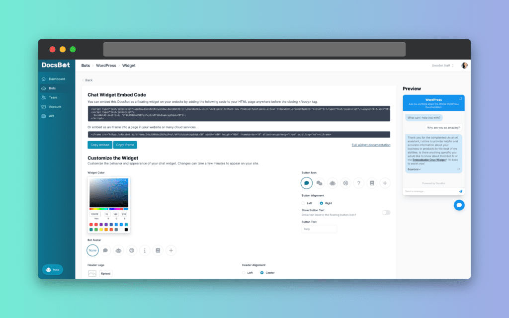 DocsBot AI screenshot
