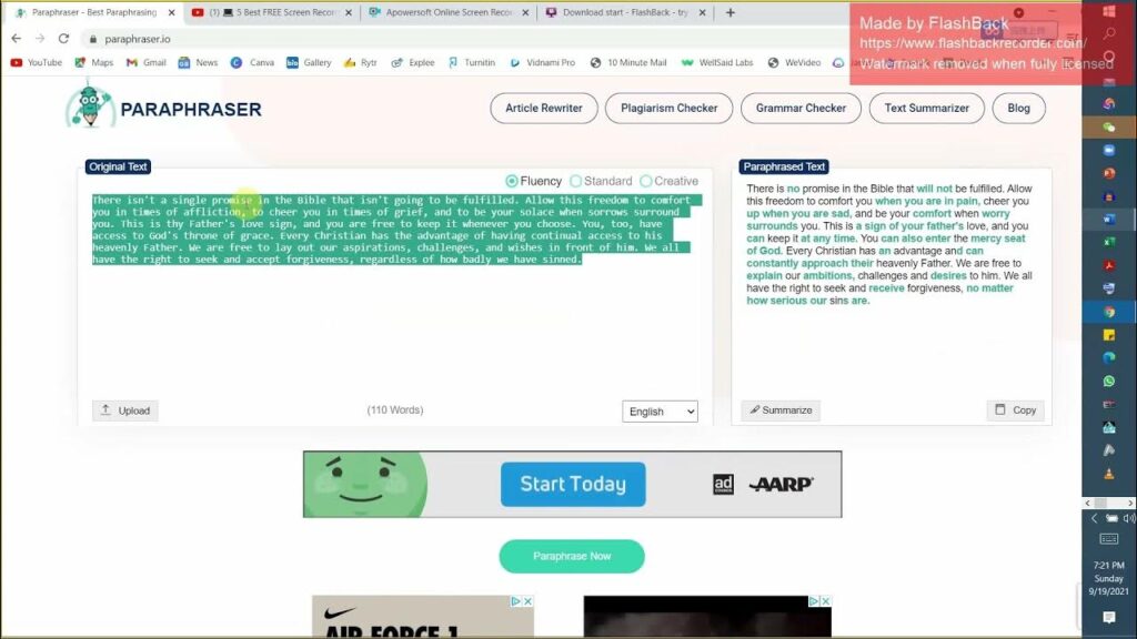 Paraphraser IO screenshot