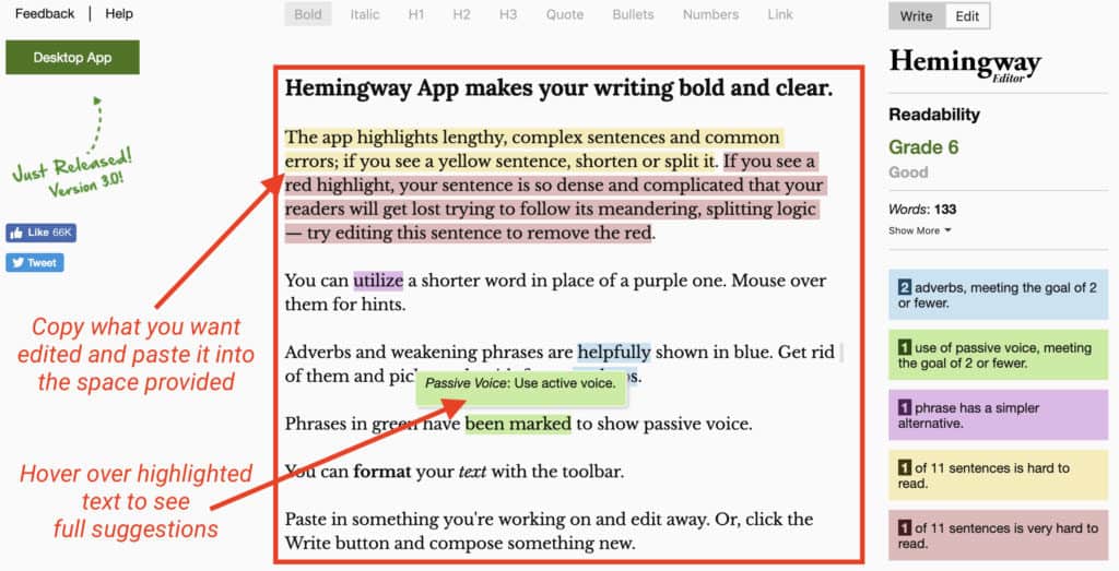 Hemingway Editor Screenshot