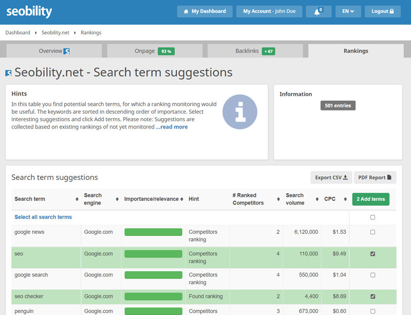 Seobility screenshot