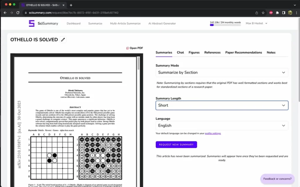 SciSummary screenshot