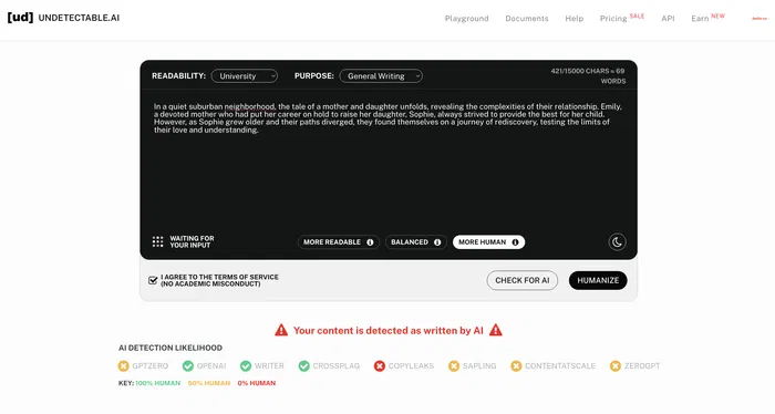 Undetectable Ai screenshot