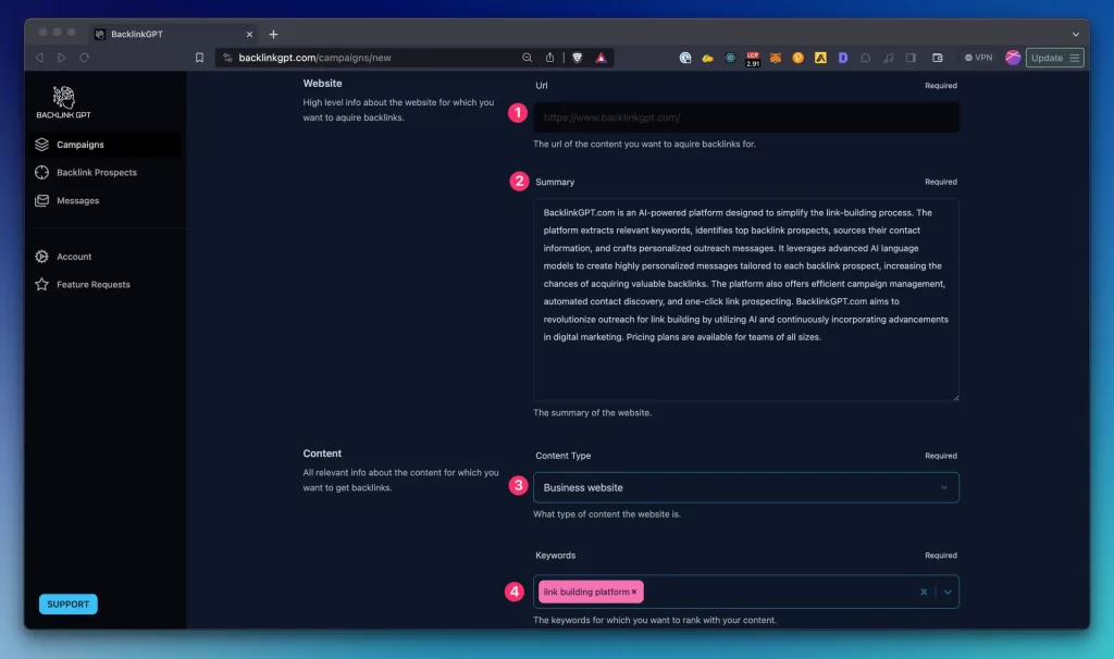 Backlinkgpt screenshot